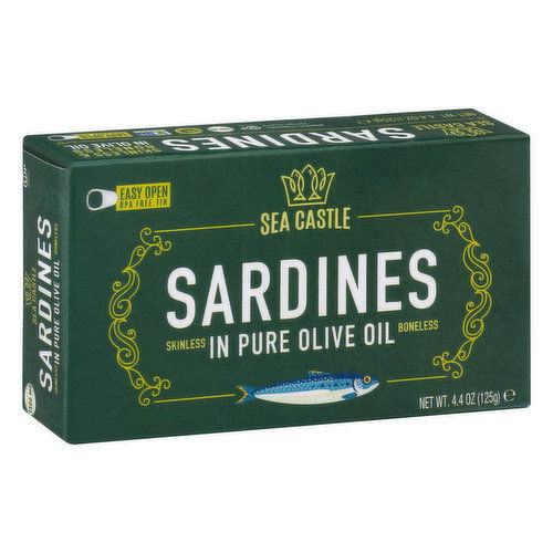 Sea Castle Sardines, Skinless, Boneless, In Pure Olive Oil