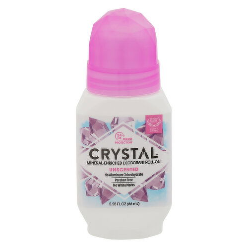 Crystal Deodorant Roll-On, Mineral-Enriched, Unscented