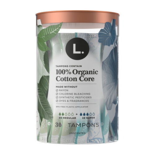 L. Organic Cotton Cotton Tampons Regular/Super Absorbency