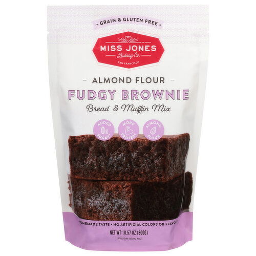 Miss Jones Baking Co. Bread & Muffin Mix, Almond Flour, Fudgy Brownie