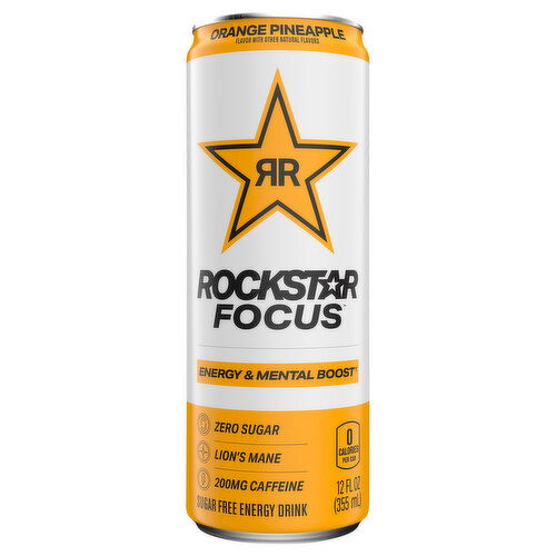 Rockstar Focus Energy Drink, Orange Pineapple, Sugar Free