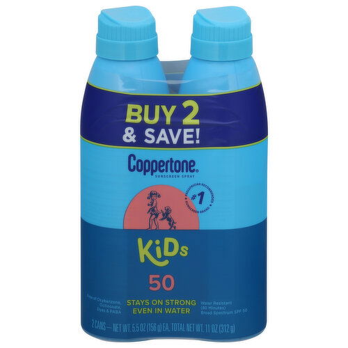 Coppertone Sunscreen Spray, Kids, Broad Spectrum SPF 50