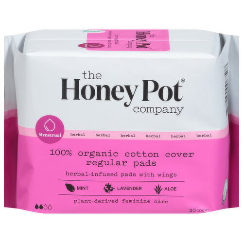 The Honey Pot Company Pads, with Wings, Herbal-Infused, Regular Absorbency