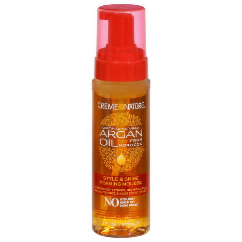 Creme of Nature Foaming Mousse, Style & Shine, Argan Oil