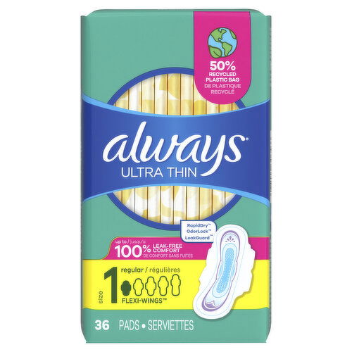 Always Ultra Thin Always Ultra Thin Pads with Wings, Size 1, 36