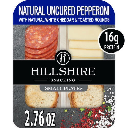 Hillshire Snacking Small Plates, All Natural* Uncured Pepperoni Deli Lunch Meat with Natural* White Cheddar Cheese