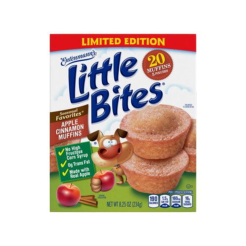 Entenmann's Little Bites Shelf-Stable Apple Cinnamon Muffins, 5 count, 8.25 oz