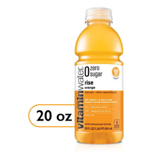 vitaminwater Rise Vitaminwater Zero Sugar Rise, Orange Drink, 20 fl oz