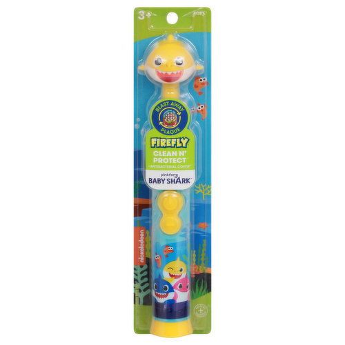 Firefly Clean N' Protect Toothbrush with Cap, Powered, Baby Shark, Soft