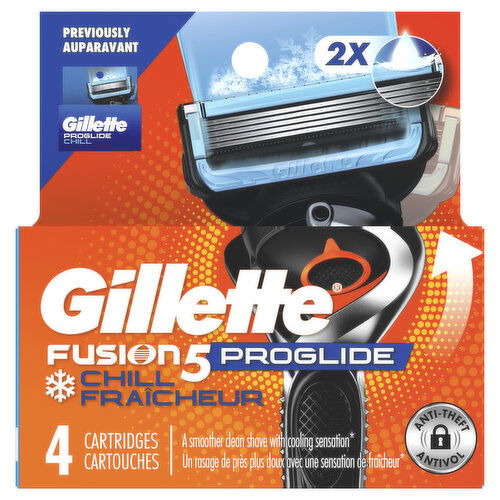 Gillette ProGlide Chill Razor Refills for Men, 4 Blade Refills