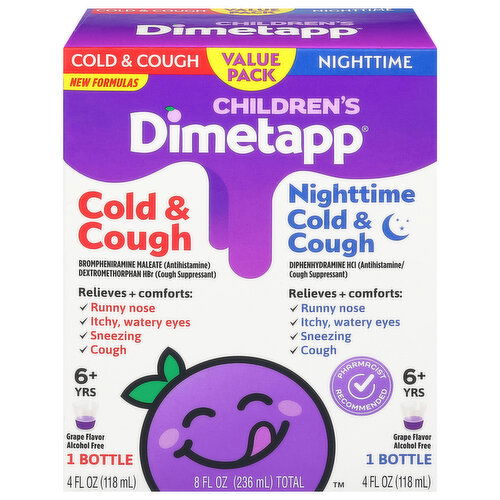 Dimetapp Cold & Cough, Grape Flavor, Children's, 6+ Yrs