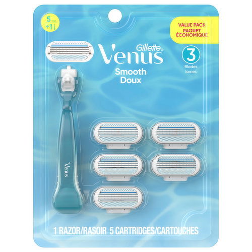 Gillette Venus Razor, Smooth, Value Pack