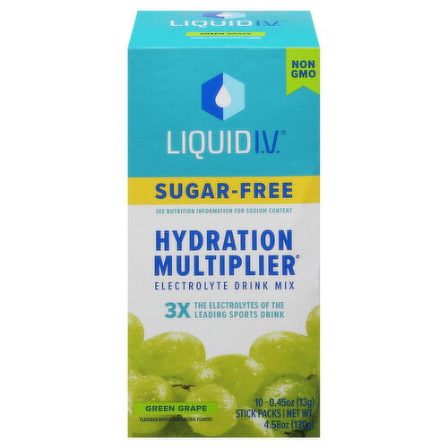 Liquid I.V. Hydration Multiplier Electrolyte Drink Mix, Sugar-Free, Green Grape