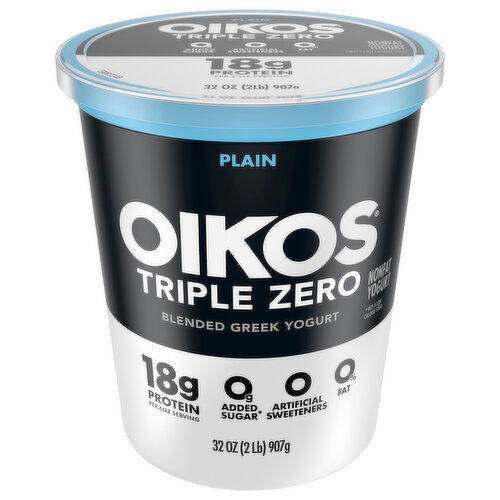 Oikos Triple Zero Yogurt, Nonfat, Greek, Blended, Plain