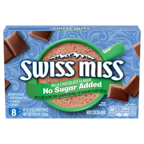 Swiss Miss Hot Cocoa Mix, No Sugar Added, Milk Chocolate Flavor