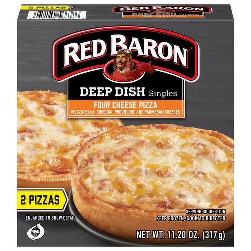 Red Baron Pizza, Deep Dish, Four Cheese, Singles