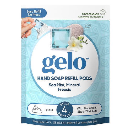 Gelo Hand Soap Refill Pods, Sea Mist, Mineral, Freesia