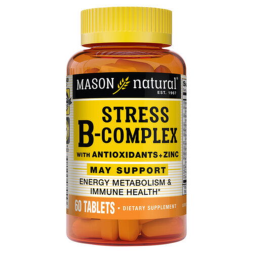 Mason Natural B-Complex, with Antioxidants + Zinc, Stress, Tablets