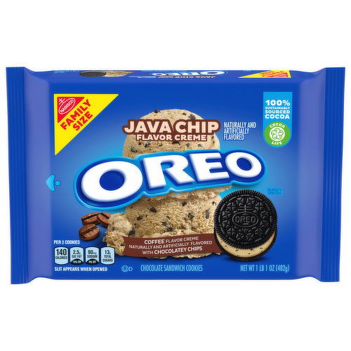 OREO Java Chip Flavored Creme Chocolate Sandwich Cookies, Family Size