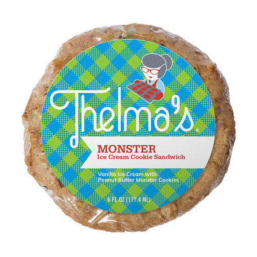 Thelma's 6 oz. Ice Cream Sandwich Thelma's Monster with Vanilla Ice Cream Sandwich 6 Fluid Ounce