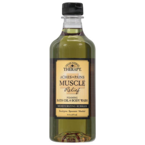 Village Naturals Therapy Bath Oil & Body Wash, Eucalyptus Mint, Muscle, 2 in 1