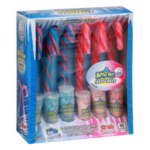 Baby Bottle Pop Candy Canes, Blue Raspberry, Strawberry, Ages 4+