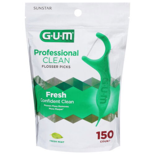 GUM Flosser Picks, Professional Clean, Fresh Mint