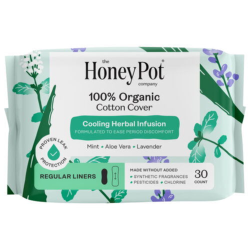 Honey Pot 100% Organic Cotton Cover Regular Cooling Herbal Infusion Liners