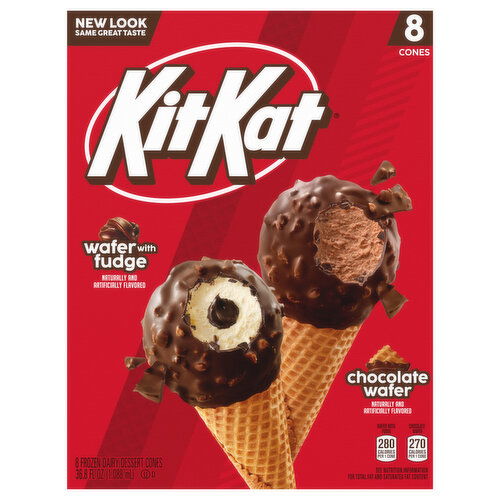 Kit Kat Frozen Dairy Dessert Cones, Wafer with Fudge/Chocolate Wafer