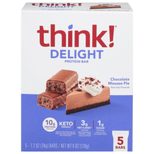 Think! Delight Protein Bar, Chocolate Mousse Pie, 10 Pack