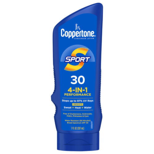 Coppertone Sport Sunscreen Lotion, 4-In-1 Performance, Broad Spectrum SPF 30
