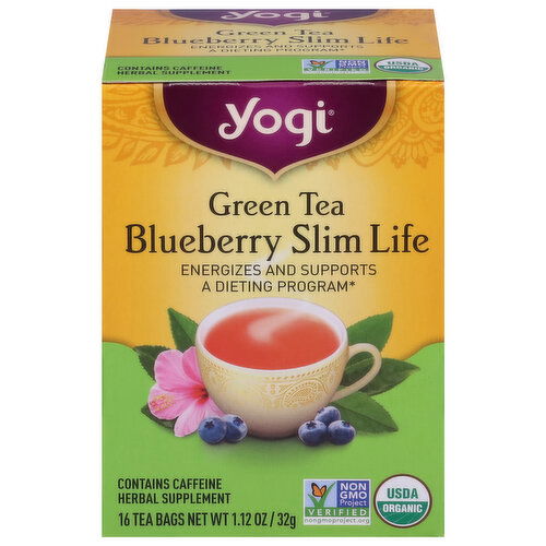 Yogi Green Tea, Blueberry Slim Life, Tea Bags