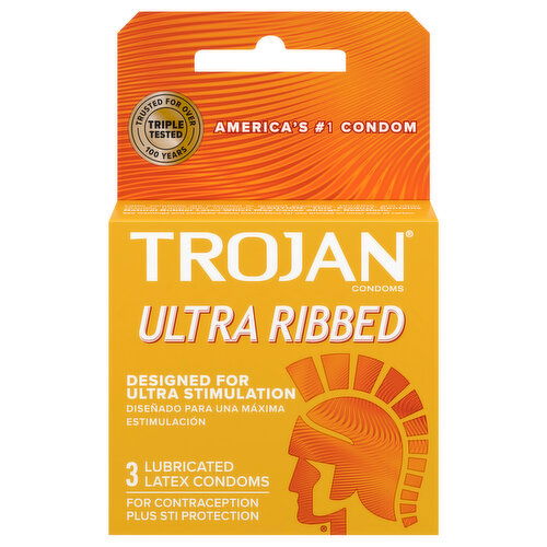 Trojan Condoms, Latex, Lubricated, Ultra Ribbed