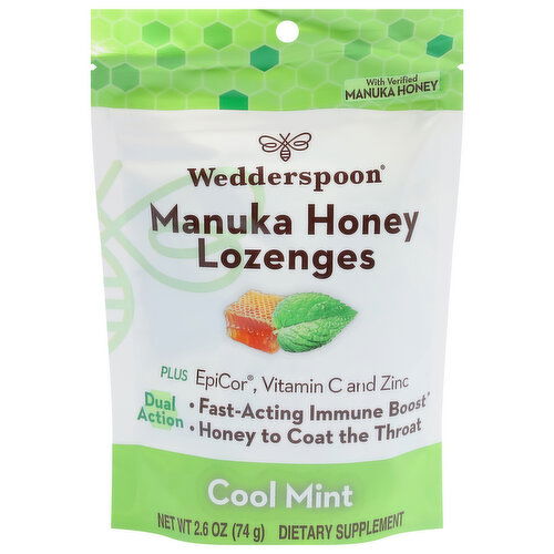Wedderspoon Lozenges, Manuka Honey, Cool Mint