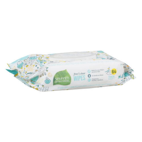 Seventh Generation Wipes, Free & Clear, Thick & Soft