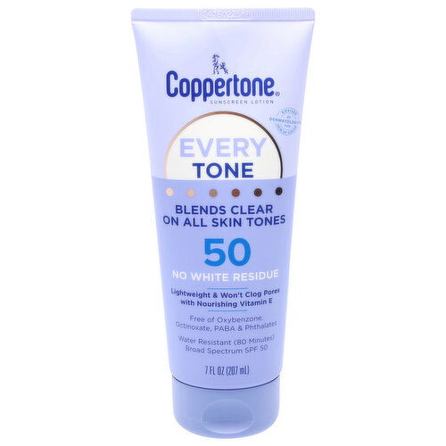 Coppertone Sunscreen Lotion, Every Tone, Broad Spectrum SPF 50