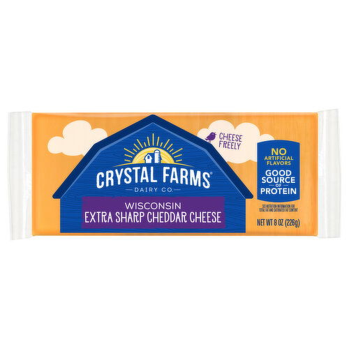 Crystal Farms Cheese, Extra Sharp Cheddar, Wisconsin