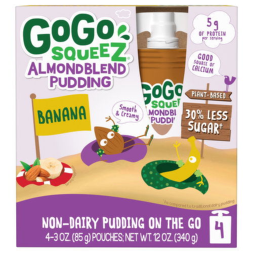GoGo Squeez Almond Blend Pudding, Banana, 4 Pack