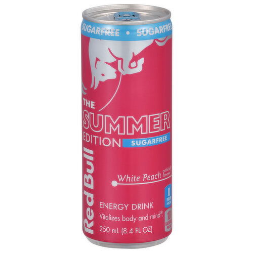 Red Bull Summer Edition Sugarfree Energy Drink, White Peach, with 80mg Caffeine, Taurine & B Vitamins