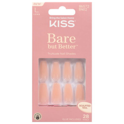 Kiss Bare but Better Nails, Sculpted, TruNude, Long