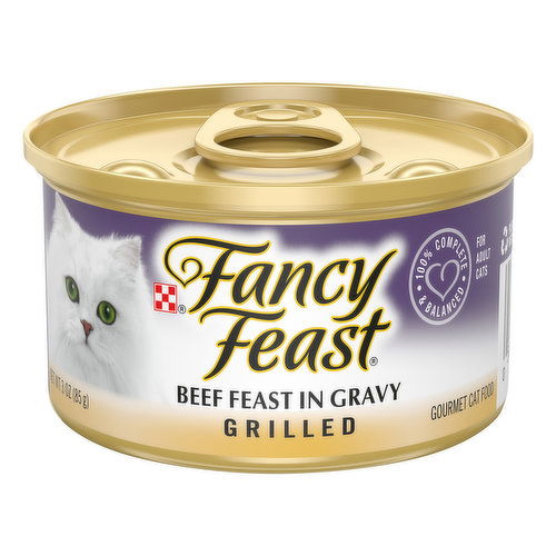 Fancy Feast Cat Food, Gourmet, Beef Feast in Gravy, Grilled