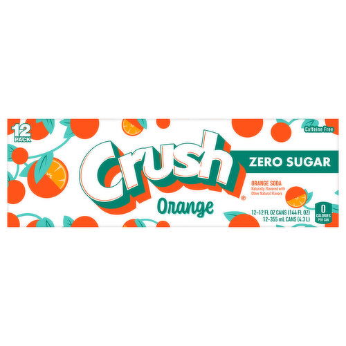 Crush Soda, Zero Sugar, Orange, 12 Pack