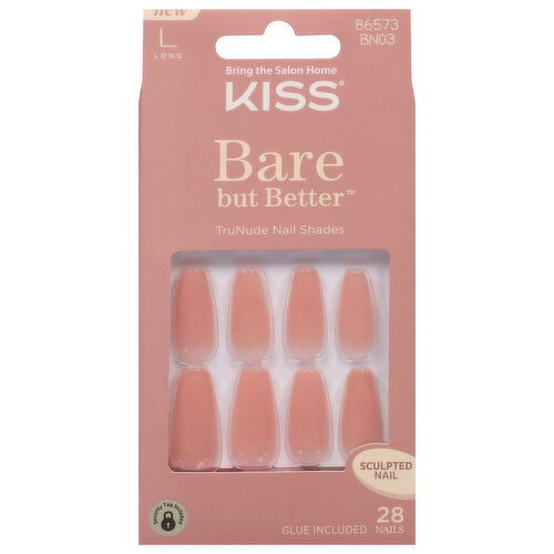 Kiss Bare but Better Sculpted Nail, TruNude Nail Shades, Long