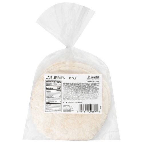 El Sol Flour Tortillas, Gorditas, 8 Inch