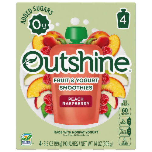 Outshine Smoothies, Fruit & Yogurt, Peach Raspberry