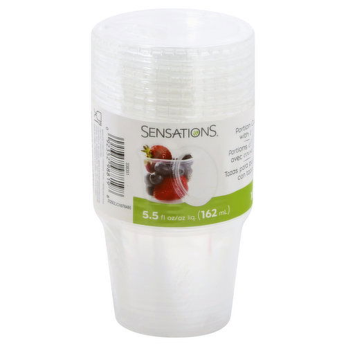 Sensations Portion Cups with Lids, 5.5 Ounce