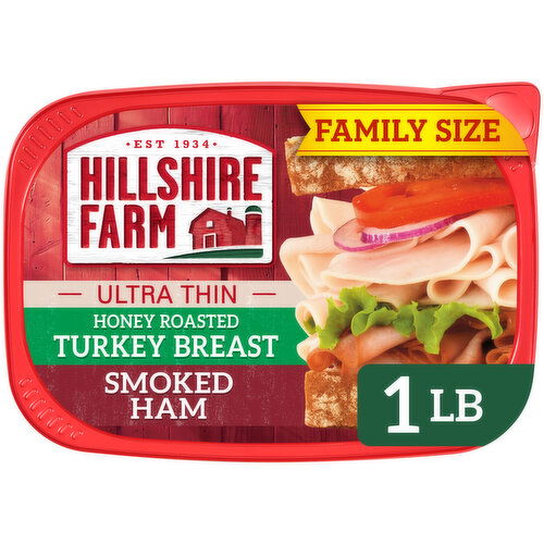 Hillshire Farm Ultra Thin Sliced Deli Lunch Meat, Honey Roasted Turkey Breast and Smoked Ham