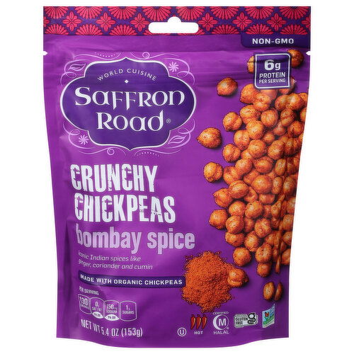 Saffron Road Chickpeas, Bombay Spice, Crunchy, Hot