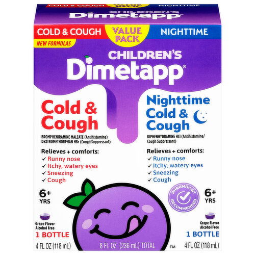 Dimetapp Cold & Cough/Nighttime Cold & Cough, Children's, Grape Flavor, Value Pack