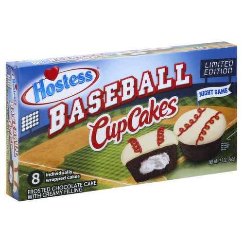 Hostess Cup Cakes, Frosted Chocolate Cake with Creamy Filling, Baseball